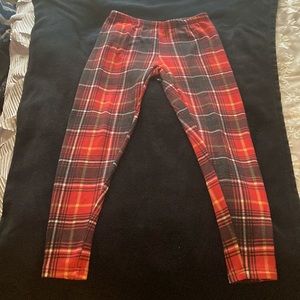 Plaid fleece lined leggings